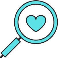 magnifying glass heart icon